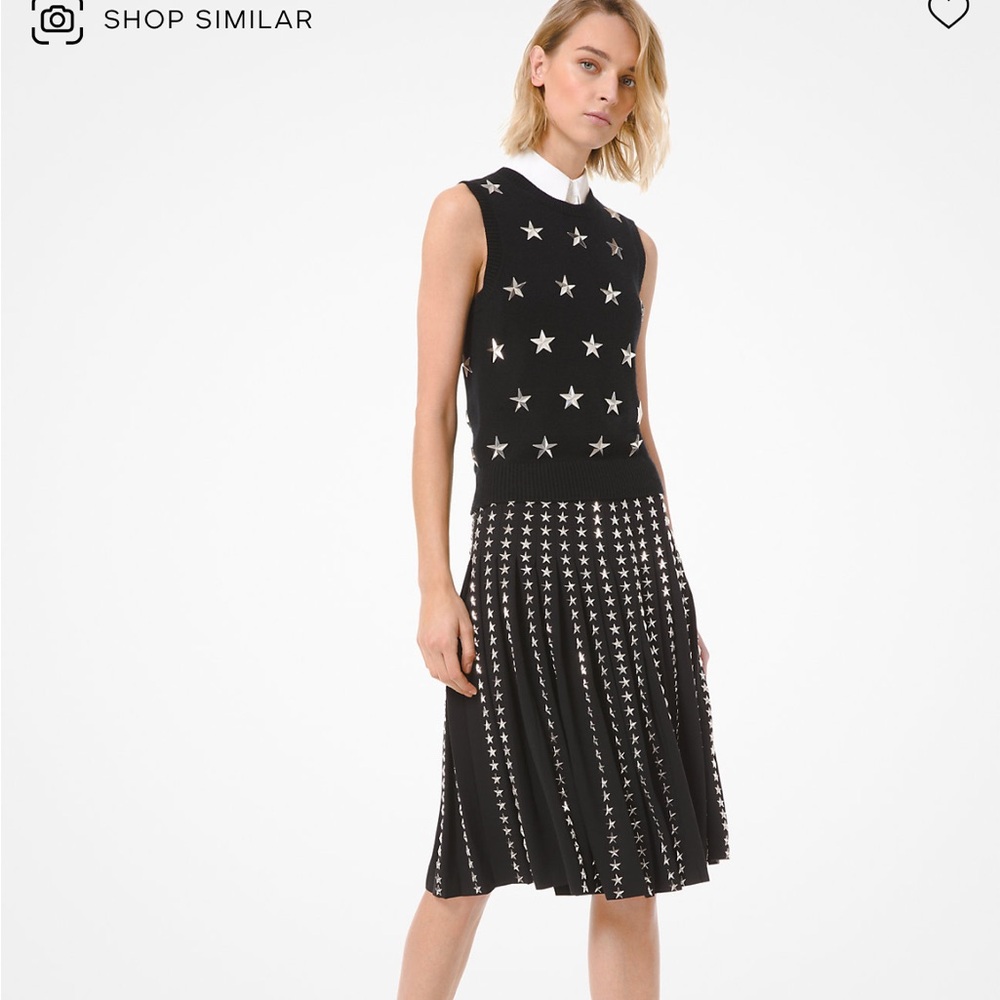 Michael Kors Collection Star studded Wool Serge Pleated skirt